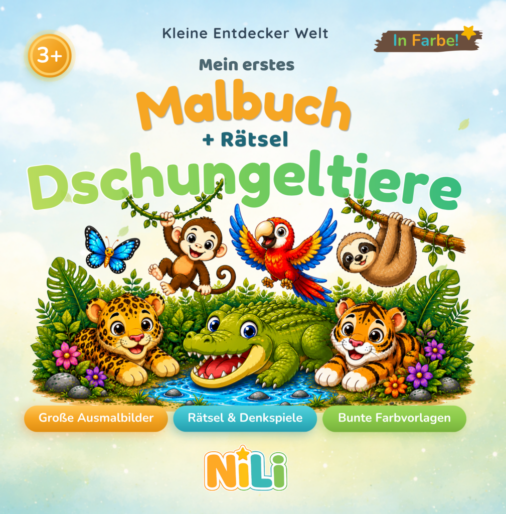 Cover vom Kinderbuch Mein erstes Malbuch Dschungeltiere von Nico & Lilly Kinderwelt