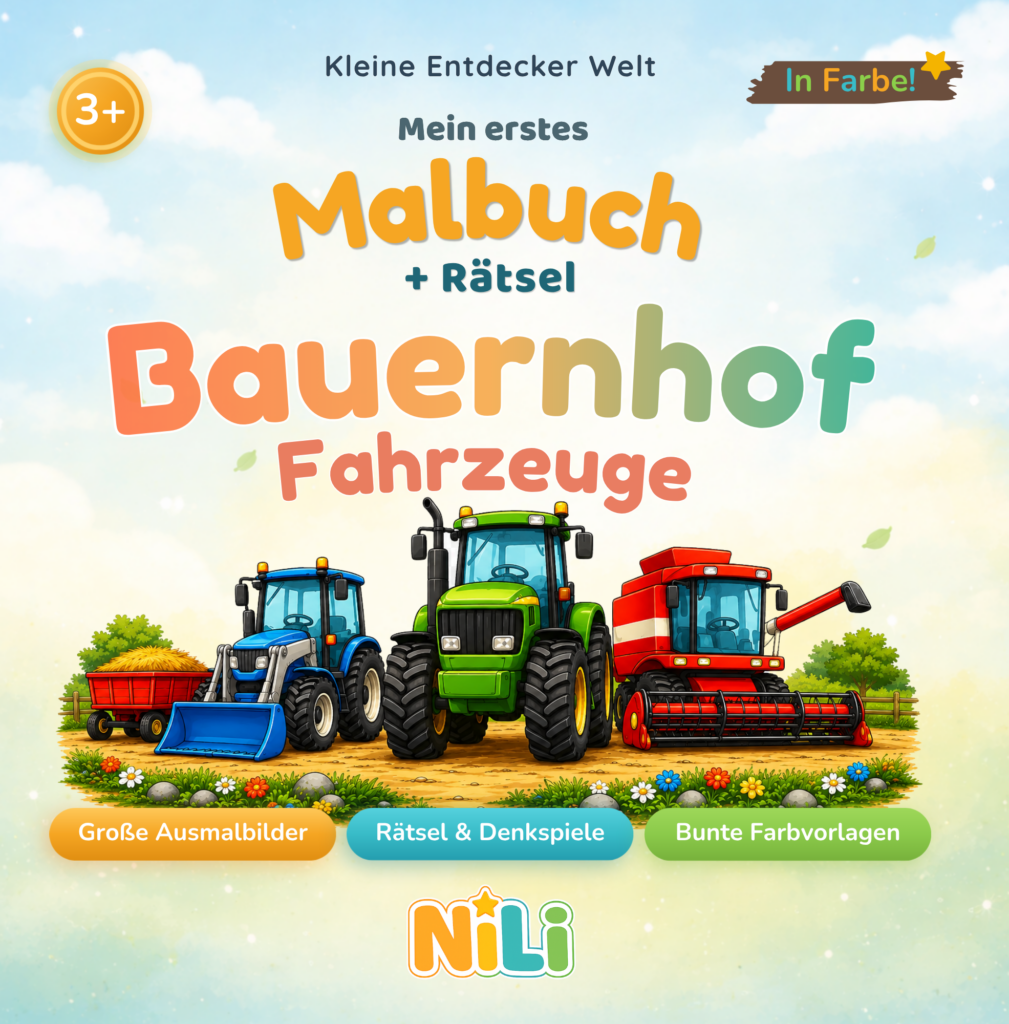 Cover vom Kinderbuch Mein erstes Malbuch Fahrzeuge Bauernhof von Nico & Lilly Kinderwelt