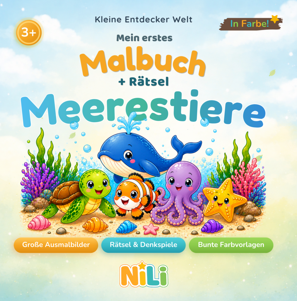 Cover vom Kinderbuch Mein erstes Malbuch Meerestiere von Nico & Lilly Kinderwelt