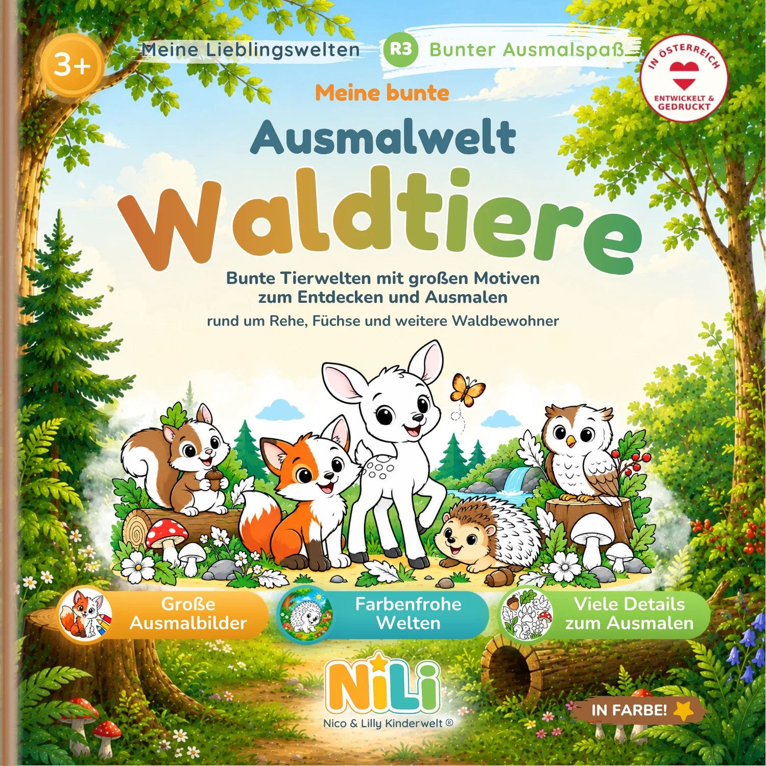 Malbuch Waldtiere für Kinder – Meine bunte Ausmalwelt von Nico & Lilly