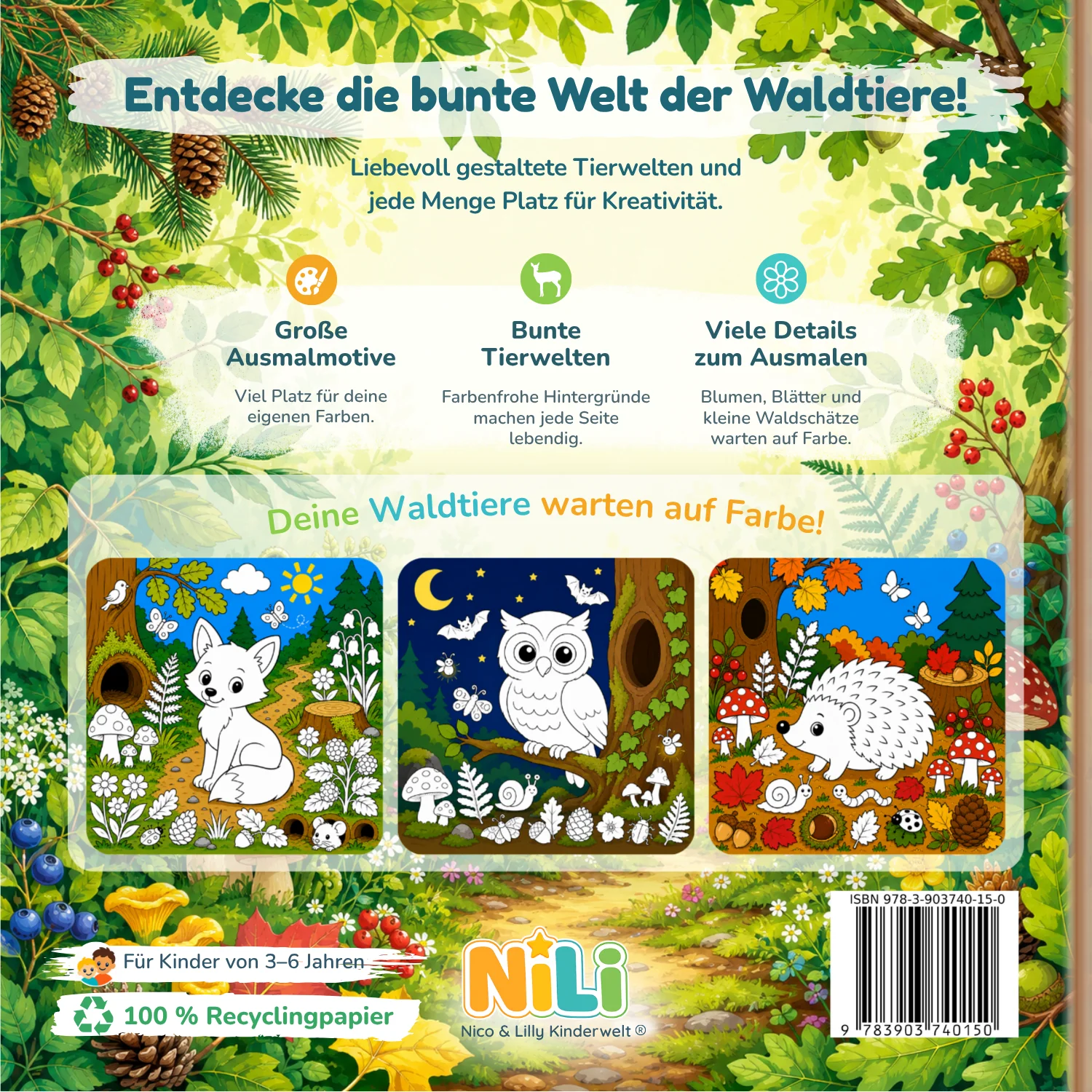 Rückseite von Meine bunte Ausmalwelt – Waldtiere