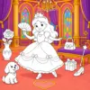 Prinzessin in einem farbenfrohen Schloss zum Ausmalen