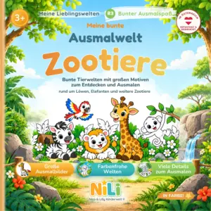 Malbuch Zootiere für Kinder – Meine bunte Ausmalwelt von Nico & Lilly