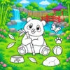 Panda mit Bambus in einer bunten Zoowelt zum Ausmalen