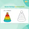 Bunte Stapelturm-Vorlage und passendes Ausmalbild aus Mein erstes Malbuch – Lieblingsmotive