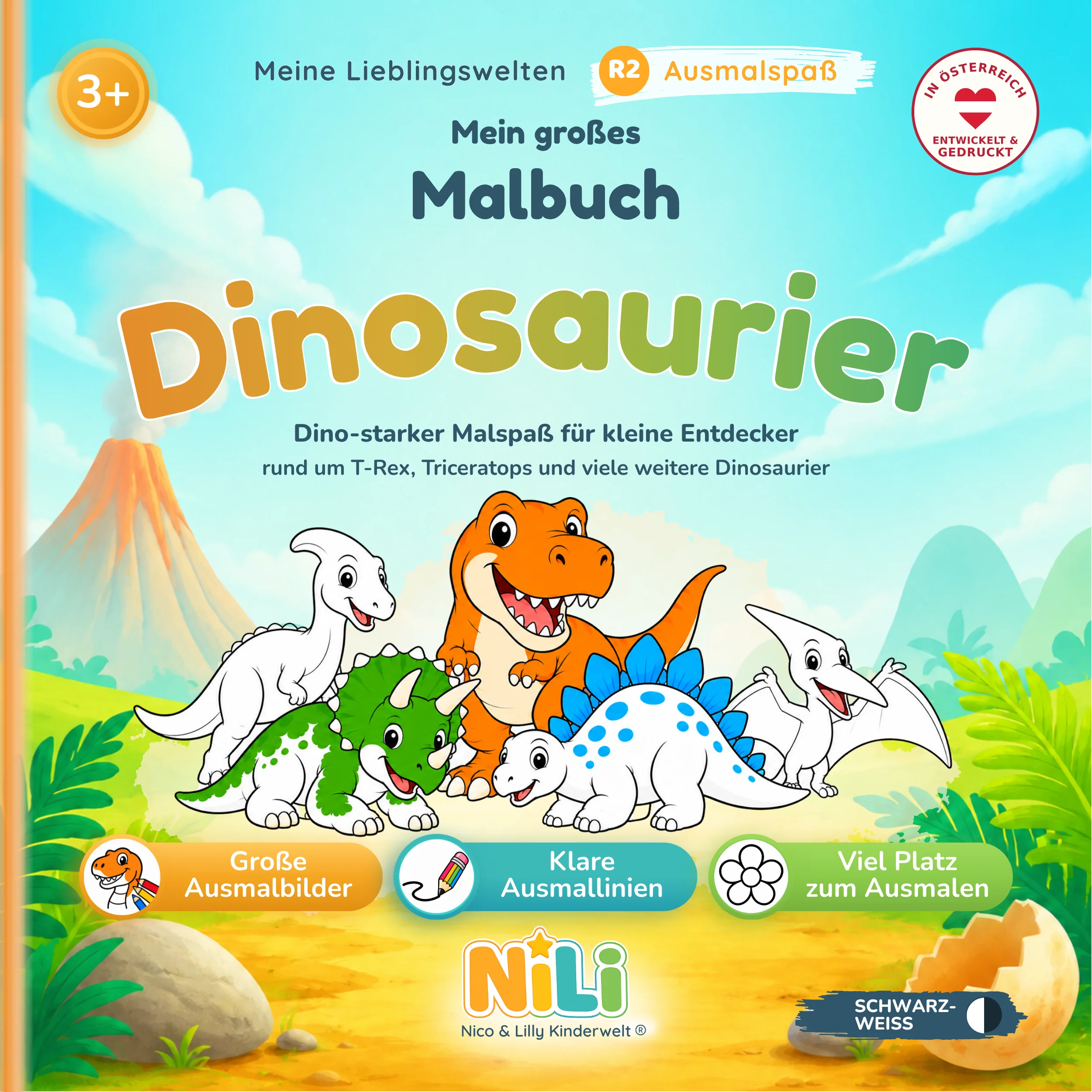 Malbuch Dinosaurier für Kinder – Mein großes Malbuch von Nico & Lilly