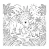 Styracosaurus mit Jungtier als Ausmalbild im Malbuch Dinosaurier