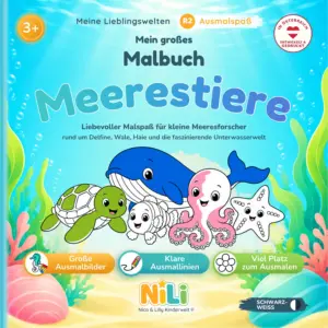 Malbuch Meerestiere für Kinder – Mein großes Malbuch von Nico & Lilly