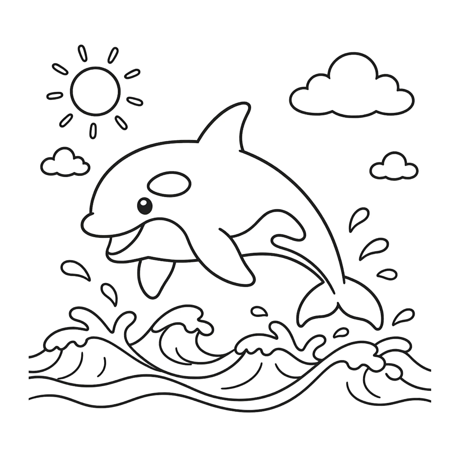 Delfin-Ausmalbild aus dem Malbuch Meerestiere