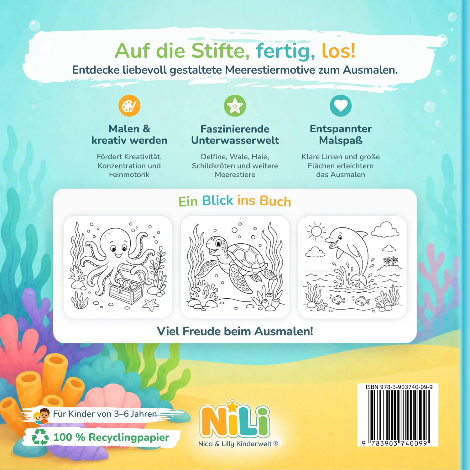 Rückseite von Mein großes Malbuch – Meerestiere