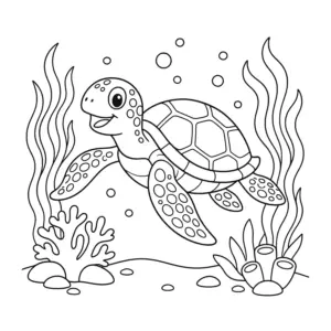 Meeresschildkröten-Ausmalbild aus dem Malbuch Meerestiere