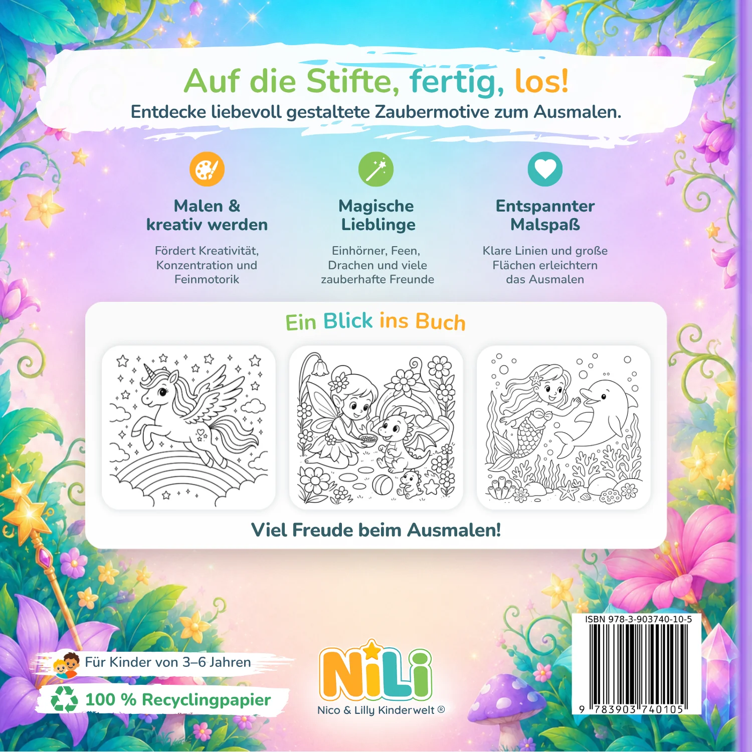 Rückseite von Mein großes Malbuch – Zauberwelt