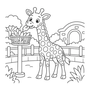 Giraffe als Ausmalbild im Malbuch Zootiere