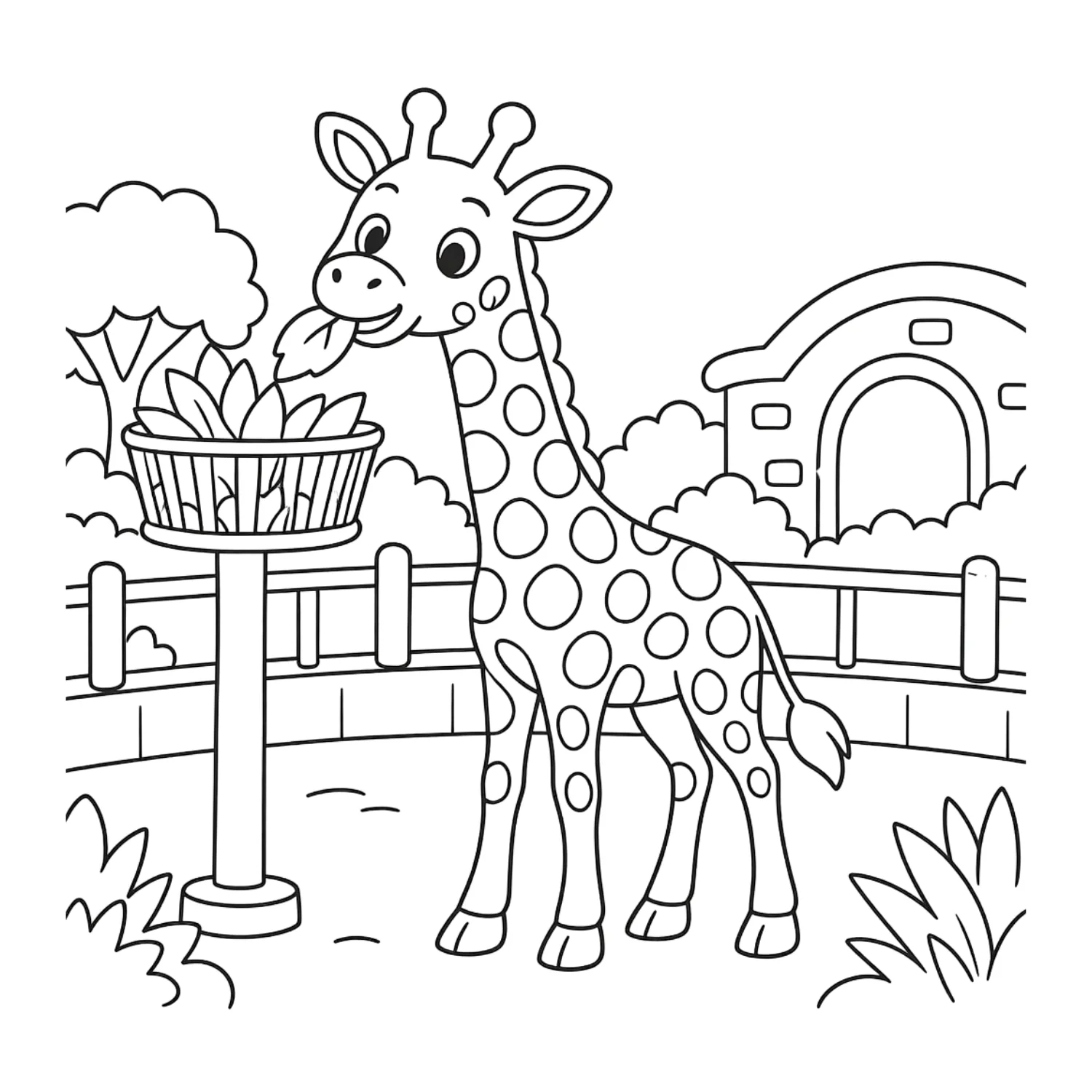Giraffe als Ausmalbild im Malbuch Zootiere
