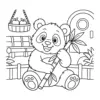 Panda mit Bambus als Ausmalbild im Malbuch Zootiere