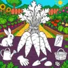 Karotten zum Ausmalen im Malbuch Mein Garten